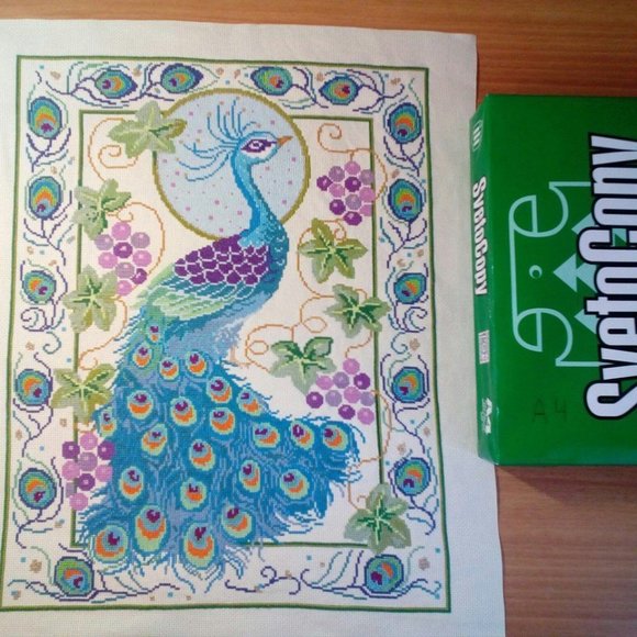 New Handmade Embroidered picture "Bird of Happiness" 37 cm x 47.5cm Cross Stitch - Picture 4 of 5